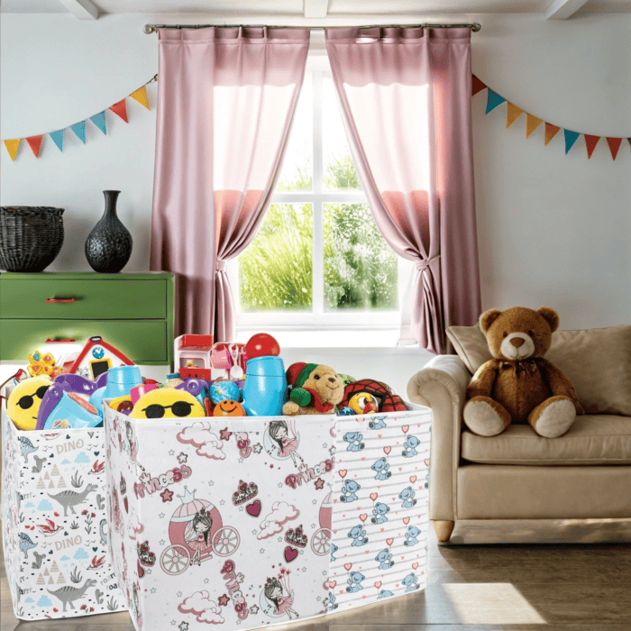 Luxury Large Fabric Toy Storage Box with Lid - 40x40x45 cm