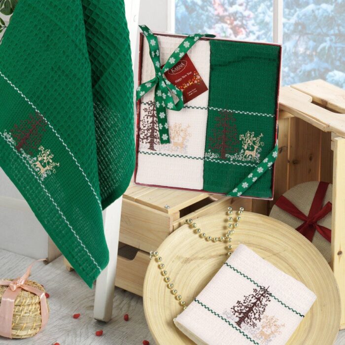 Christmas Towel Set - Christmas Tree and Reindeer Motif